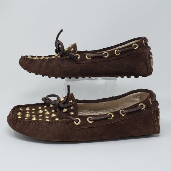 Michael Kors Size 6M Penley Brown Suede Studded Moccasins Flats Driving Loafers - Picture 3 of 10